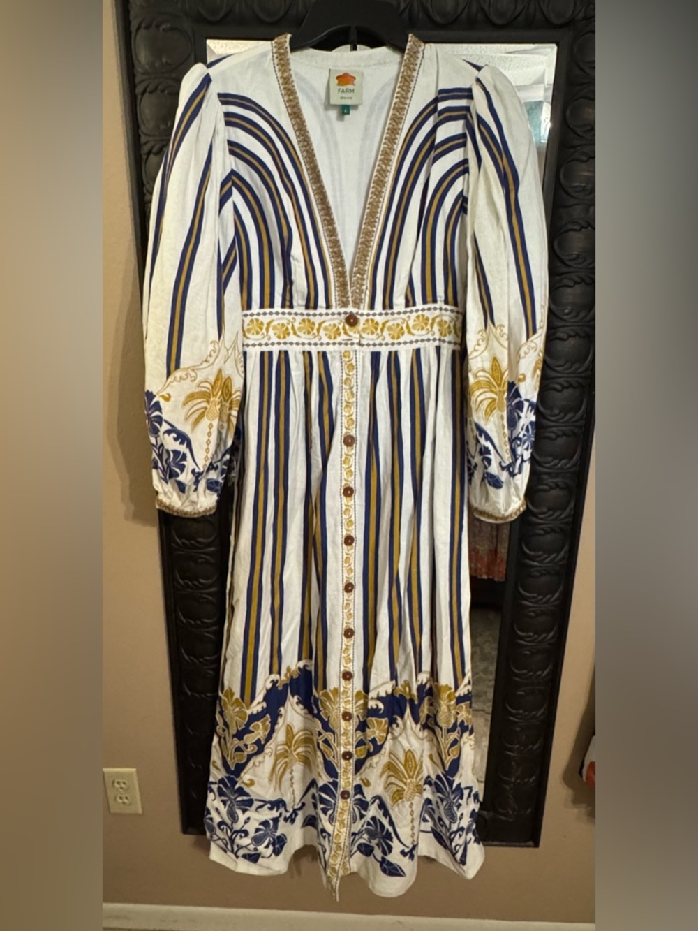 Farm Rio off-white pineapple deco maxi dress sz small - Picture 3 of 4